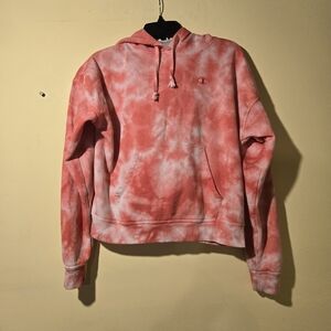 Women's Champion Coral Tie-Dye Pullover Hoodie.